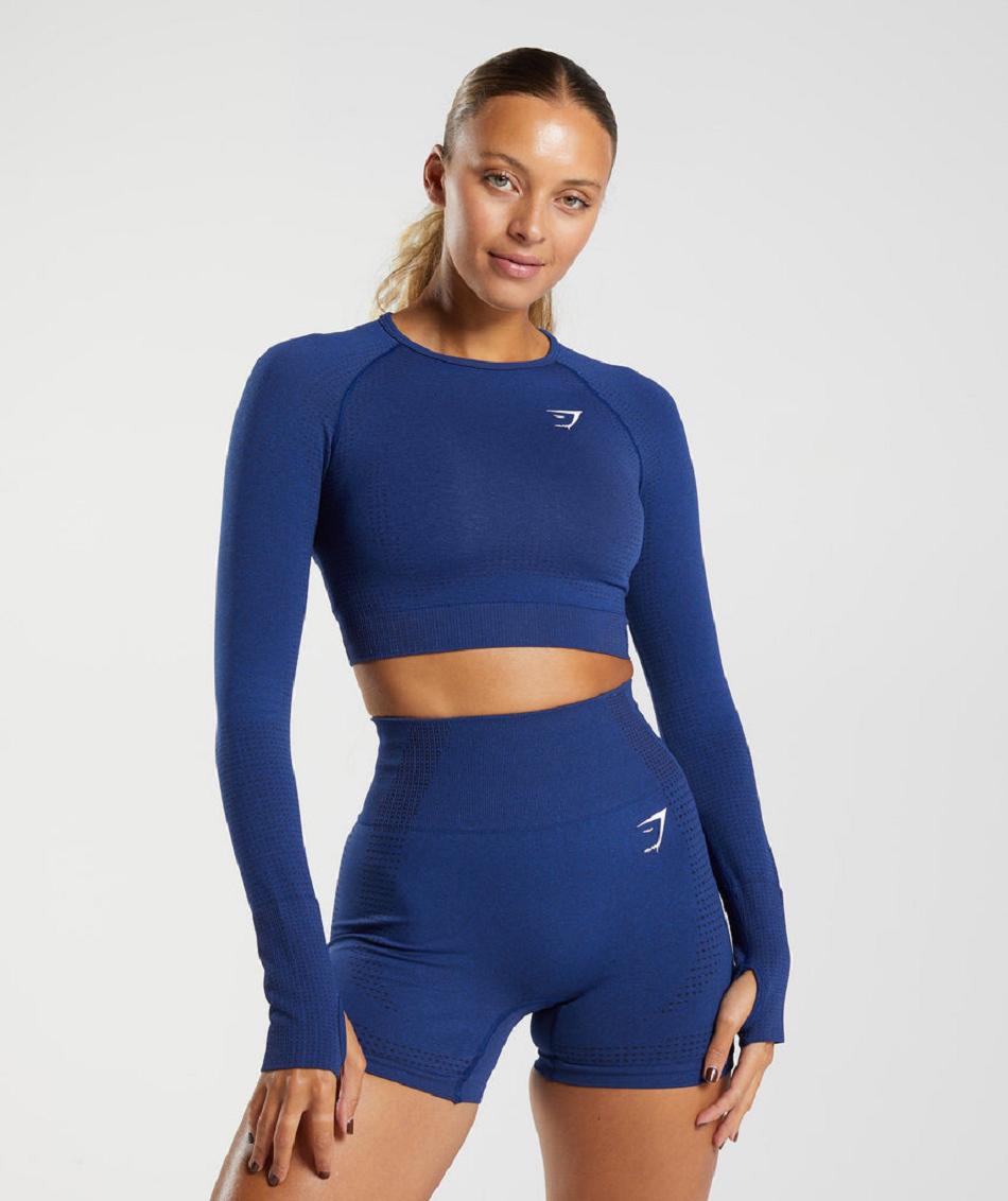 Corp Tops Gymshark Vital Seamless 2.0 Mujer Azules | CO 2412OKI